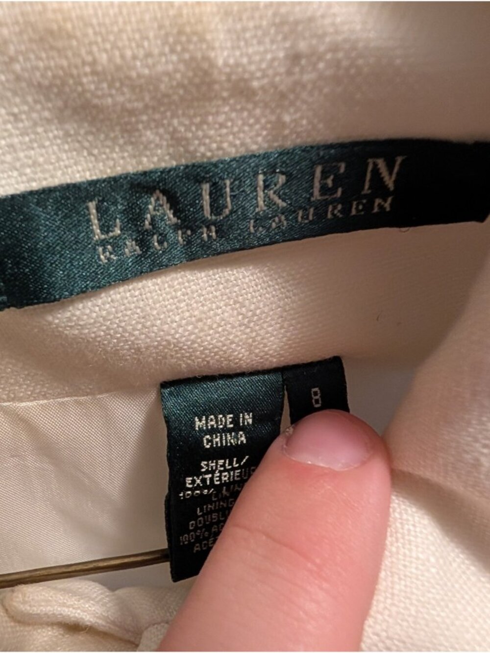 Lauren Ralph Lauren Women’s Size 8 Ivory Linen Blazer Jacket Button Front - Picture 2 of 9